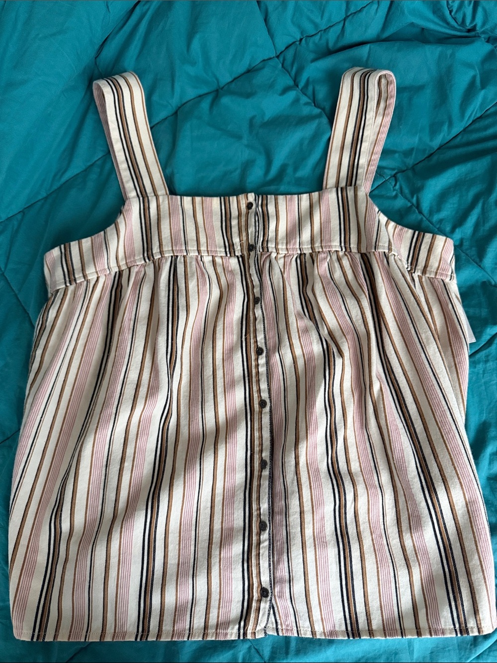 Old Navy Striped Smocked Tank - Pink, Brown, Cream